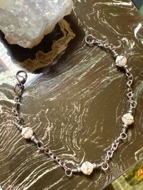 Vivienne #3 - Rhinestone Pearl Station Stainless Steel Bracelet